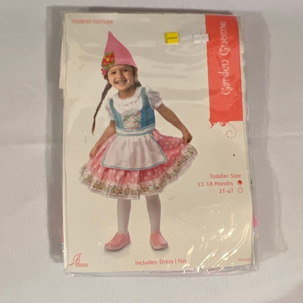 Seasons USA Toddler Girls Garden Gnome Halloween Costume Size 12-18 Months NWT